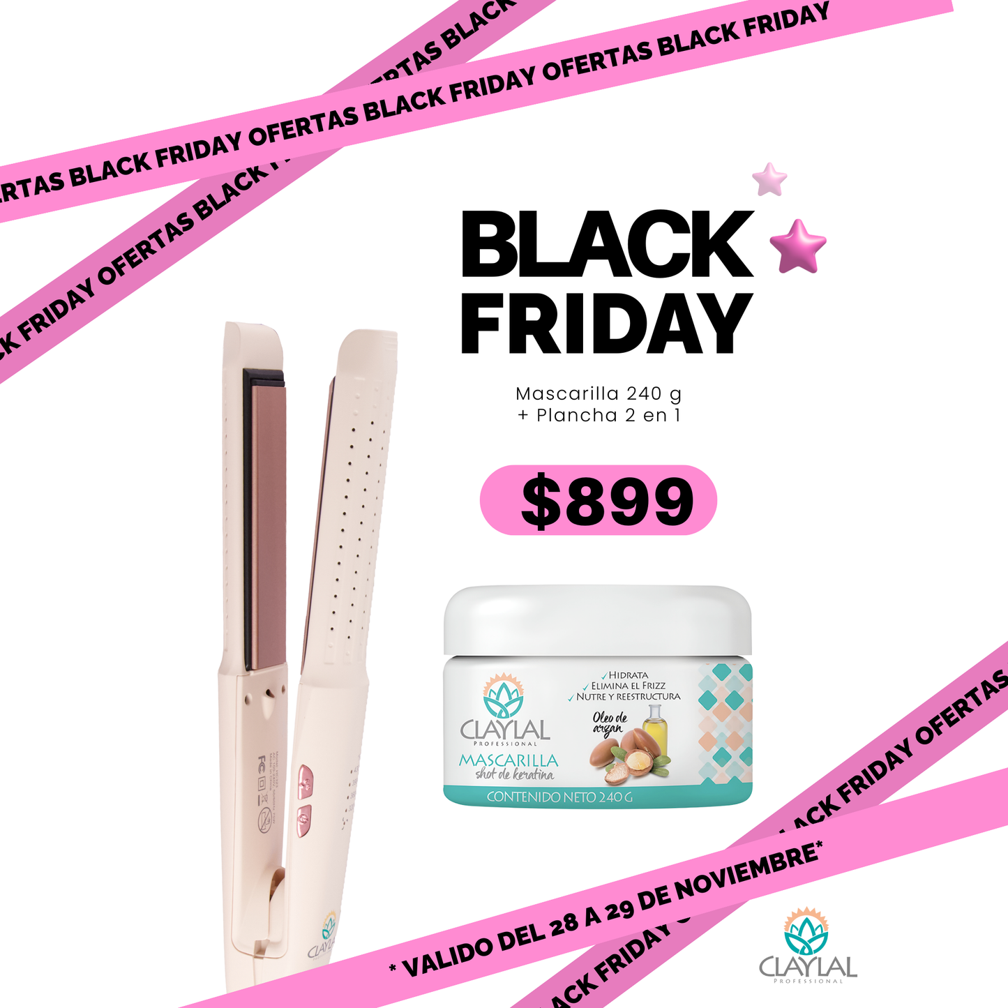 PLANCHA 2 EN 1 + MASCARILLA SHOT DE KERATINA