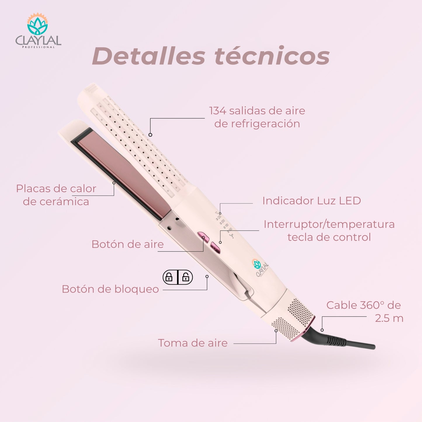 PLANCHA Y RIZADORA 2 EN 1 CLAYLAL