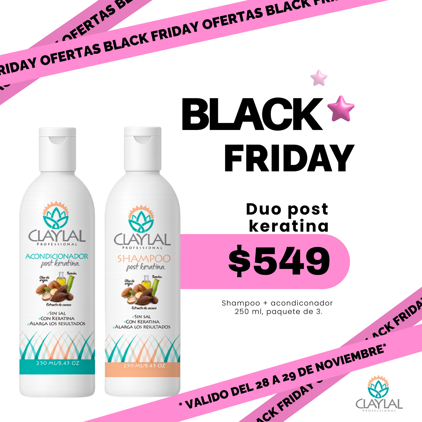 PACK 3 DÚOS POST KERATINA 250 ML