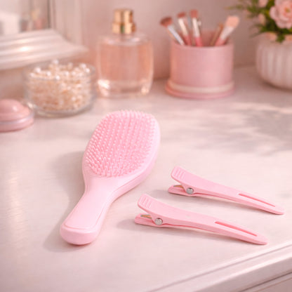 CEPILLO DESENREDANTE CON 2 PINZAS