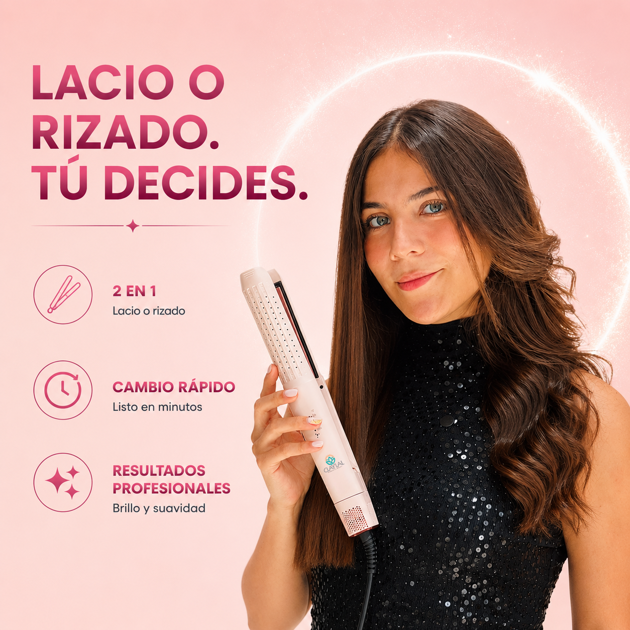 PLANCHA Y RIZADORA 2 EN 1 CLAYLAL