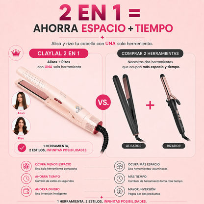 PLANCHA Y RIZADORA 2 EN 1 CLAYLAL